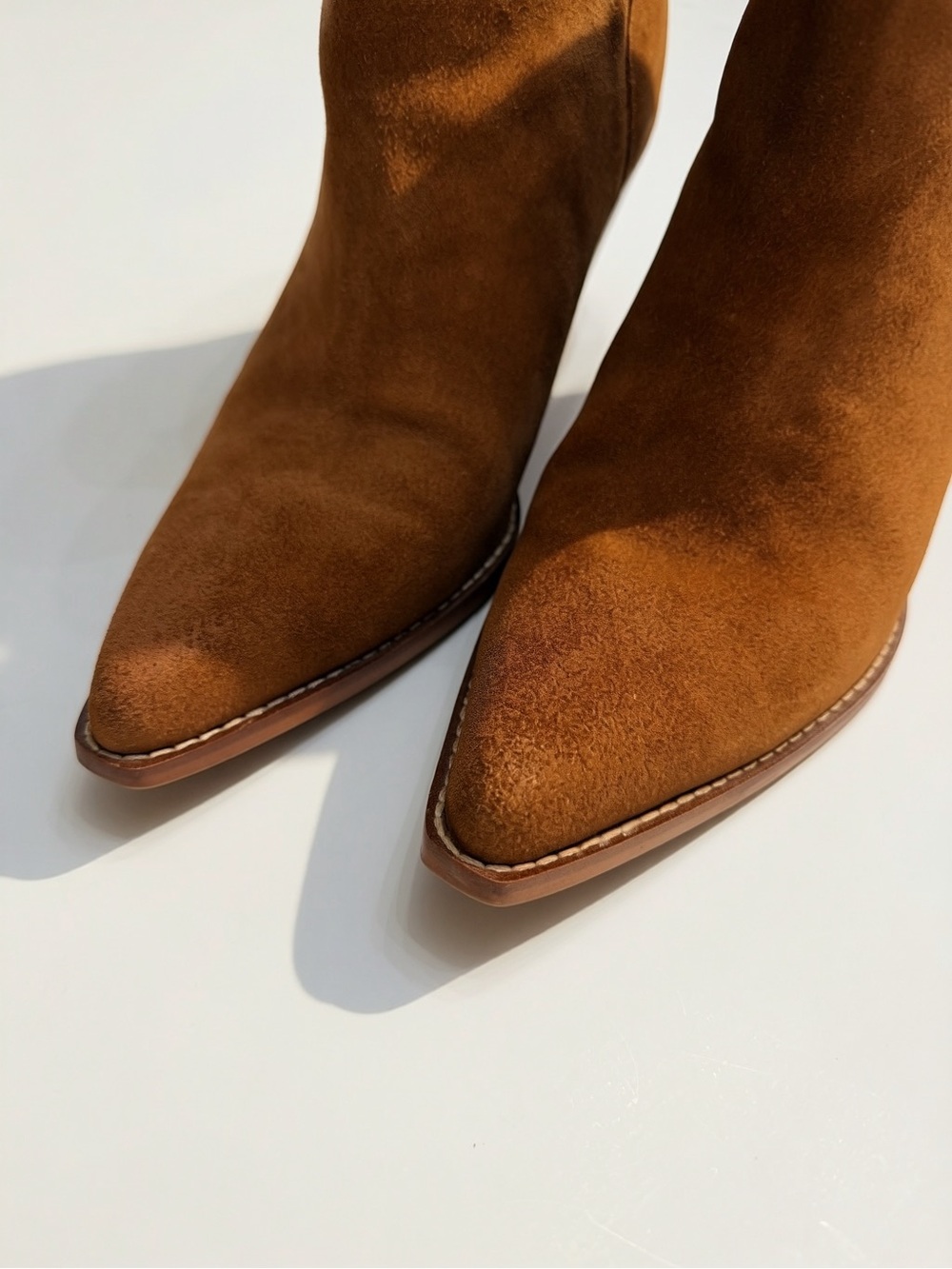 Sam Edelman Women's Tan Suede Ankle Boots with Block Heel - Picture 2 of 6